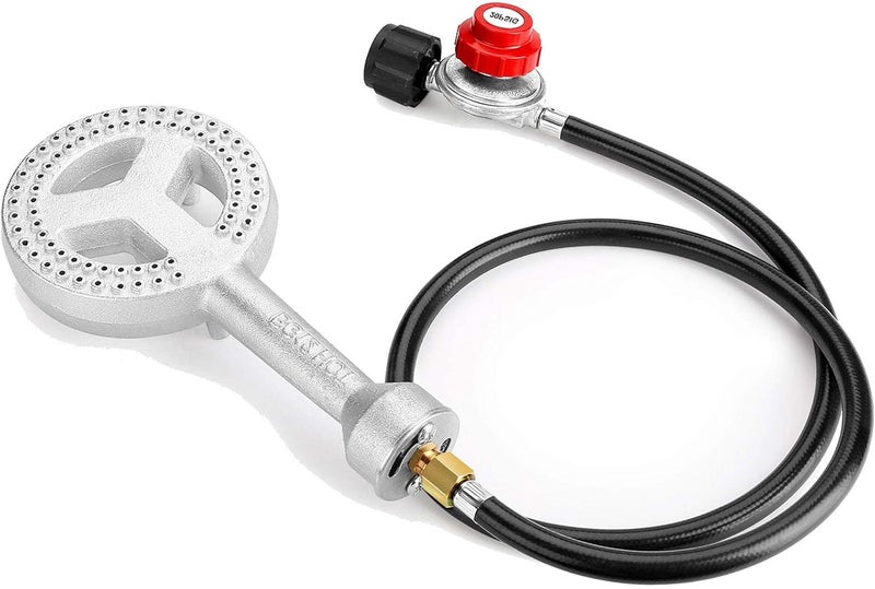 BestFire High Pressure Cast-Iron Propane Burner Head,Round Burner Head with 20 PSIG Adjustable High Pressure Propane Regulator with Hose and Brass Fitting for Propane Burner Head for Cooking Outdoor - Image 1